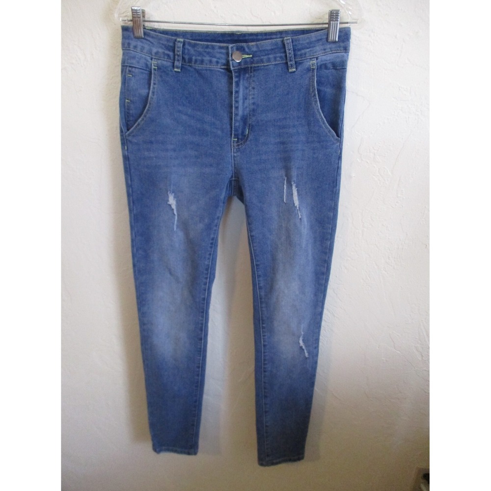 S & A Jeans Size 11 Distressed Skinny Blue Denim